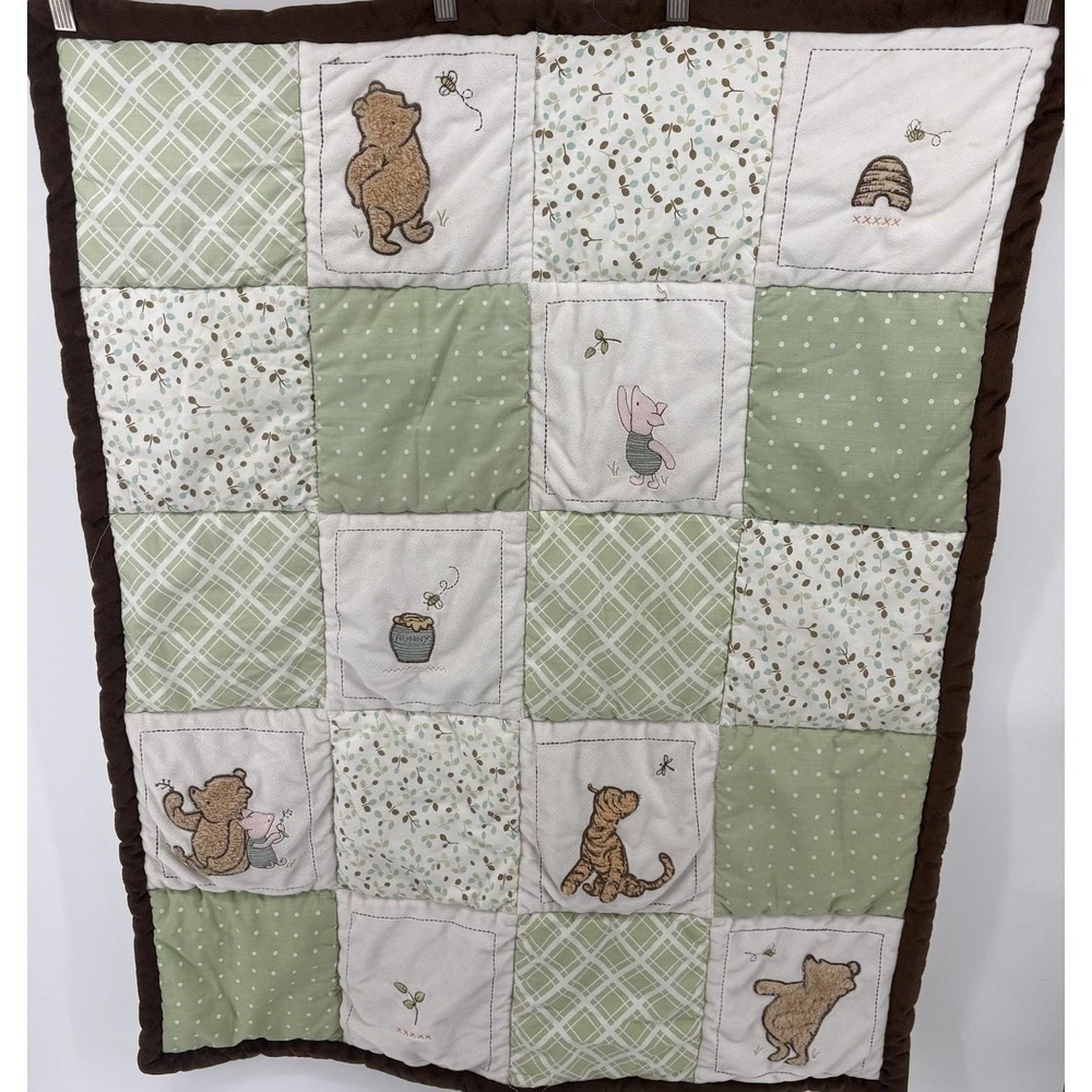 VTG Disney Classic Pooh Winnie‎ The Pooh Piglet Crib Comforter Patchwork Quilt